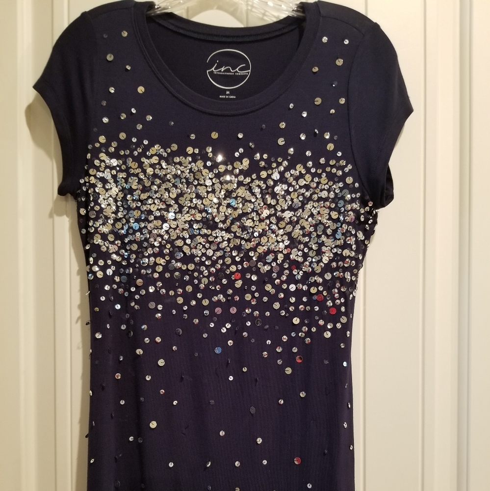 Navy Blue top with Sequins